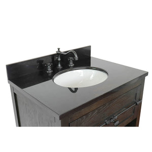 BELLATERRA HOME 400101-BA-BGO 31" Single Sink Vanity in Brown Ash with Black Galaxy Granite, White Oval Sink, Countertop and Sink