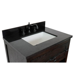 BELLATERRA HOME 400101-BA-BGR 31" Single Sink Vanity in Brown Ash with Black Galaxy Granite, White Rectangle Sink, Countertop and Sink