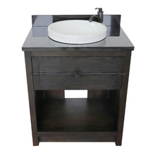 Load image into Gallery viewer, BELLATERRA HOME 400101-BA-BGRD 31&quot; Single Sink Vanity in Brown Ash with Black Galaxy Granite, White Round Semi-Recessed Sink, Top Angled View