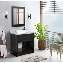 Load image into Gallery viewer, BELLATERRA HOME 400101-BA-GYRD 31&quot; Single Sink Vanity in Brown Ash with Gray Granite, White Round Semi-Recessed Sink, Bathroom Rendering