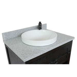 BELLATERRA HOME 400101-BA-GYRD 31" Single Sink Vanity in Brown Ash with Gray Granite, White Round Semi-Recessed Sink, Countertop and Sink