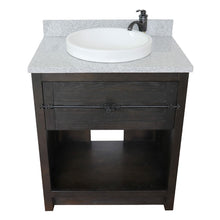 Load image into Gallery viewer, BELLATERRA HOME 400101-BA-GYRD 31&quot; Single Sink Vanity in Brown Ash with Gray Granite, White Round Semi-Recessed Sink, Top Angled View