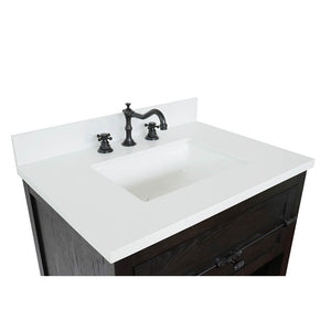 BELLATERRA HOME 400101-BA-WER 31" Single Sink Vanity in Brown Ash with White Quartz, White Rectangle Sink, Countertop and Sink