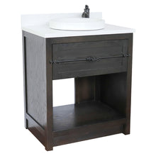 Load image into Gallery viewer, BELLATERRA HOME 400101-BA-WERD 31&quot; Single Sink Vanity in Brown Ash with White Quartz, White Round Semi-Recessed Sink, Angled View