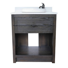 Load image into Gallery viewer, BELLATERRA HOME 400101-BA-WERD 31&quot; Single Sink Vanity in Brown Ash with White Quartz, White Round Semi-Recessed Sink, Front View