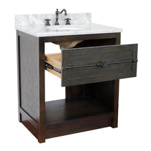 Load image into Gallery viewer, BELLATERRA HOME 400101-BA-WMO 31&quot; Single Sink Vanity in Brown Ash with White Carrara Marble, White Oval Sink, Open Drawer