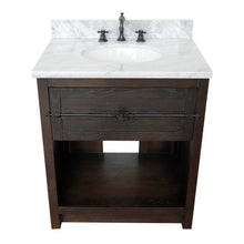Load image into Gallery viewer, BELLATERRA HOME 400101-BA-WMO 31&quot; Single Sink Vanity in Brown Ash with White Carrara Marble, White Oval Sink, Top Angled View