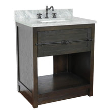 Load image into Gallery viewer, BELLATERRA HOME 400101-BA-WMR 31&quot; Single Sink Vanity in Brown Ash with White Carrara Marble, White Rectangle Sink, Angled View