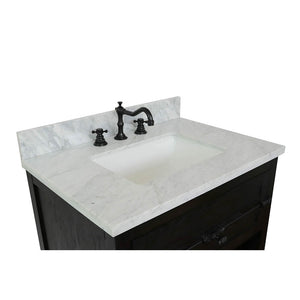 BELLATERRA HOME 400101-BA-WMR 31" Single Sink Vanity in Brown Ash with White Carrara Marble, White Rectangle Sink, Countertop and Sink
