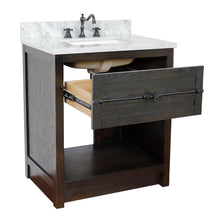 Load image into Gallery viewer, BELLATERRA HOME 400101-BA-WMR 31&quot; Single Sink Vanity in Brown Ash with White Carrara Marble, White Rectangle Sink, Open Drawer