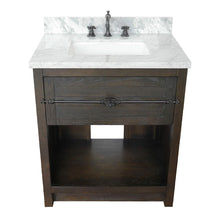Load image into Gallery viewer, BELLATERRA HOME 400101-BA-WMR 31&quot; Single Sink Vanity in Brown Ash with White Carrara Marble, White Rectangle Sink, Top Angled View