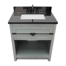 Load image into Gallery viewer, Bellaterra Home 400101-GYA-BGR 31&quot; Single Sink Vanity in Gray Ash with Black Galaxy Granite, White Rectangle Sink, Top Angled View
