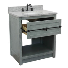 Load image into Gallery viewer, Bellaterra Home 400101-GYA-GYO 31&quot; Single Sink Vanity in Gray Ash with Gray Granite, White Oval Sink, Open Drawer