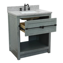 Load image into Gallery viewer, Bellaterra Home 400101-GYA-GYR 31&quot; Single Sink Vanity in Gray Ash with Gray Granite, White Rectangle Sink, Open Drawer