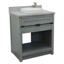 Load image into Gallery viewer, Bellaterra Home 400101-GYA-GYRD 31&quot; Single Sink Vanity in Gray Ash with Gray Granite, White Round Semi-Recessed Sink, Angled View