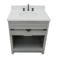 Load image into Gallery viewer, Bellaterra Home 400101-GYA-WEO 31&quot; Single Sink Vanity in Gray Ash with White Quartz, White Oval Sink, Top Angled View