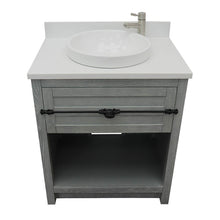 Load image into Gallery viewer, Bellaterra Home 400101-GYA-WERD 31&quot; Single Sink Vanity in Gray Ash with White Quartz, White Round Semi-Recessed Sink, Top Angled View