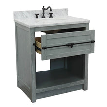 Load image into Gallery viewer, Bellaterra Home 400101-GYA-WMO 31&quot; Single Sink Vanity in Gray Ash with White Carrara Marble, White Oval Sink, Open Drawer