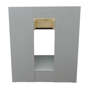 Bellaterra Home 400101-GYA-WMO 31" Single Sink Vanity in Gray Ash with White Carrara Marble, White Oval Sink, Back View