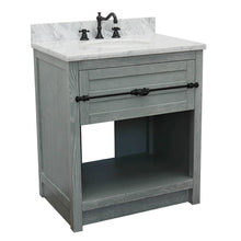 Load image into Gallery viewer, Bellaterra Home 400101-GYA-WMO 31&quot; Single Sink Vanity in Gray Ash with White Carrara Marble, White Oval Sink, Angled View