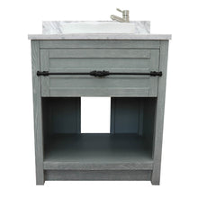 Load image into Gallery viewer, Bellaterra Home 400101-GYA-WMRD 31&quot; Single Sink Vanity in Gray Ash with White Carrara Marble, White Round Semi-Recessed Sink, Front View