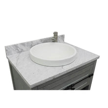 Load image into Gallery viewer, Bellaterra Home 400101-GYA-WMRD 31&quot; Single Sink Vanity in Gray Ash with White Carrara Marble, White Round Semi-Recessed Sink, Countertop and Sink