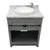 Bellaterra Home 400101-GYA-WMRD 31" Single Sink Vanity in Gray Ash with White Carrara Marble, White Round Semi-Recessed Sink, Top Angled View