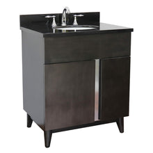 Load image into Gallery viewer, Bellaterra Home 400200-SB-BGO 31&quot; Single Sink Vanity in Silvery Brown Ash with Black Galaxy Granite, White Oval Sink, Angled View