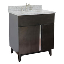Load image into Gallery viewer, Bellaterra Home 400200-SB-GYO 31&quot; Single Sink Vanity in Silvery Brown Ash with Gray Granite, White Oval Sink, Angled View