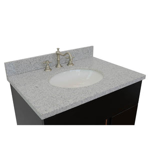 Bellaterra Home 400200-SB-GYO 31" Single Sink Vanity in Silvery Brown Ash with Gray Granite, White Oval Sink, Countertop and Sink