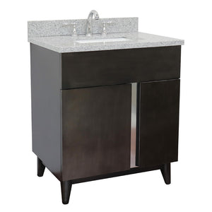 Bellaterra Home 400200-SB-GYR 31" Single Sink Vanity in Silvery Brown Ash with Gray Granite, White Rectangle Sink, Angled View