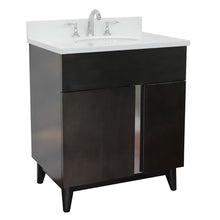 Load image into Gallery viewer, Bellaterra Home 400200-SB-WEO 31&quot; Single Sink Vanity in Silvery Brown Ash with White Quartz, White Oval Sink, Angled View