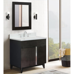 Bellaterra Home 400200-SB-WEO 31" Single Sink Vanity in Silvery Brown Ash with White Quartz, White Oval Sink, Bathroom Rendering