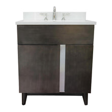 Load image into Gallery viewer, Bellaterra Home 400200-SB-WEO 31&quot; Single Sink Vanity in Silvery Brown Ash with White Quartz, White Oval Sink, Front View