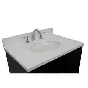 Bellaterra Home 400200-SB-WEO 31" Single Sink Vanity in Silvery Brown Ash with White Quartz, White Oval Sink, Countertop and Sink