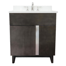 Load image into Gallery viewer, Bellaterra Home 400200-SB-WER 31&quot; Single Sink Vanity in Silvery Brown Ash with White Quartz, White Rectangle Sink, Front View