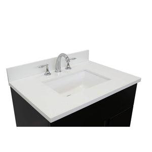 Bellaterra Home 400200-SB-WER 31" Single Sink Vanity in Silvery Brown Ash with White Quartz, White Rectangle Sink, Countertop and Sink