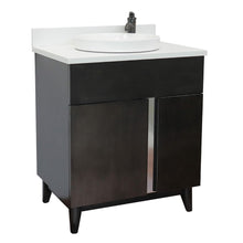 Load image into Gallery viewer, Bellaterra Home 400200-SB-WERD 31&quot; Single Sink Vanity in Silvery Brown Ash with White Quartz, White Round Semi-Recessed Sink, Angled View