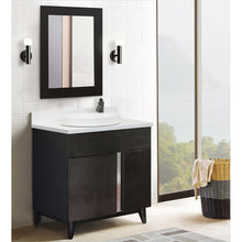 Load image into Gallery viewer, Bellaterra Home 400200-SB-WERD 31&quot; Single Sink Vanity in Silvery Brown Ash with White Quartz, White Round Semi-Recessed Sink, Bathroom Rendering