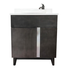Load image into Gallery viewer, Bellaterra Home 400200-SB-WERD 31&quot; Single Sink Vanity in Silvery Brown Ash with White Quartz, White Round Semi-Recessed Sink, Front View