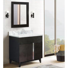 Load image into Gallery viewer, Bellaterra Home 400200-SB-WMO 31&quot; Single Vanity in Silvery Brown Ash with White Carrara Marble, White Oval Sink, Bathroom Rendering