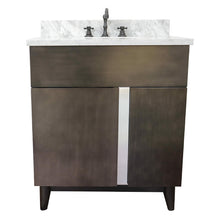 Load image into Gallery viewer, Bellaterra Home 400200-SB-WMR 31&quot; Single Sink Vanity in Silvery Brown Ash with White Carrara Marble, White Rectangle Sink, Front View