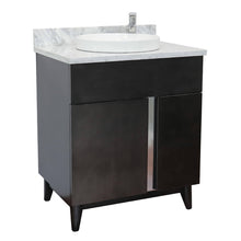 Load image into Gallery viewer, Bellaterra Home 400200-SB-WMRD 31&quot; Single Sink Vanity in Silvery Brown Ash with White Carrara Marble, White Round Semi-Recessed Sink, Angled View