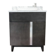 Load image into Gallery viewer, Bellaterra Home 400200-SB-WMRD 31&quot; Single Sink Vanity in Silvery Brown Ash with White Carrara Marble, White Round Semi-Recessed Sink, Front View