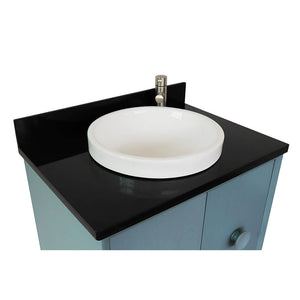 Bellaterra Home 400400-AB-BGRD 31" Single Sink Vanity in Aqua Blue with Black Galaxy Granite, White Round Semi-Recessed Sink, Countertop and Sink
