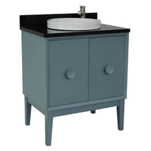 Load image into Gallery viewer, Bellaterra Home 400400-AB-BGRD 31&quot; Single Sink Vanity in Aqua Blue with Black Galaxy Granite, White Round Semi-Recessed Sink, Angled View