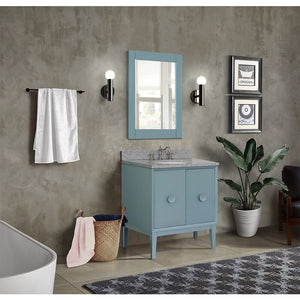 Bellaterra Home 400400-AB-GYO 31" Single Sink Vanity in Aqua Blue with Gray Granite, White Oval Sink, Bathroom Rendering