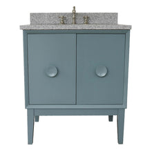 Load image into Gallery viewer, Bellaterra Home 400400-AB-GYO 31&quot; Single Sink Vanity in Aqua Blue with Gray Granite, White Oval Sink, Front View