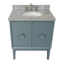 Load image into Gallery viewer, Bellaterra Home 400400-AB-GYO 31&quot; Single Sink Vanity in Aqua Blue with Gray Granite, White Oval Sink, Top Angled View