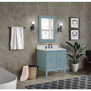 Bellaterra Home 400400-AB-WER 31" Single Sink Vanity in Aqua Blue with White Quartz, White Rectangle Sink, Bathroom Rendering